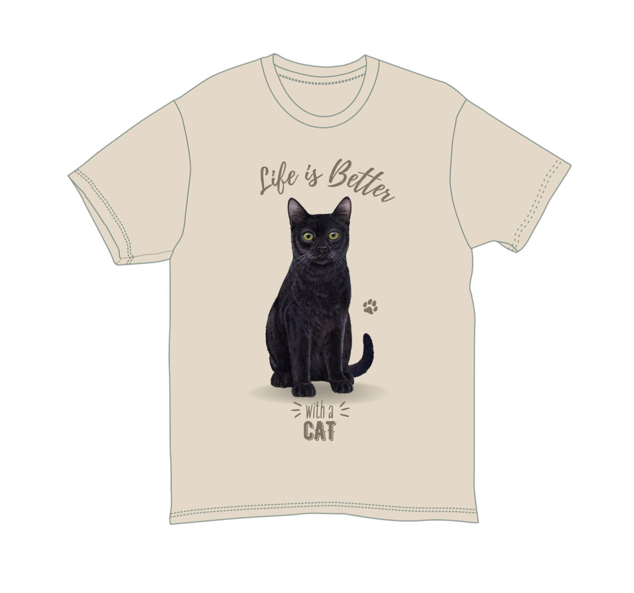 Black Cat Unisex 100% Cotton T-Shirt - Super Soft & Comfortable, Small