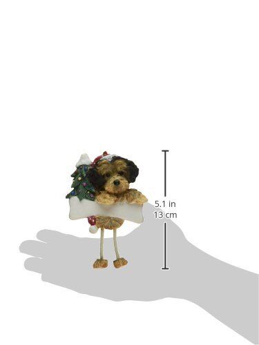 Yorkipoo Dog Dangling/Wobbly Leg Christmas Ornament