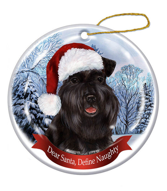 Holiday Pet Gifts Schnauzer (Uncropped) Black Santa Hat Dog Porcelain Ornament
