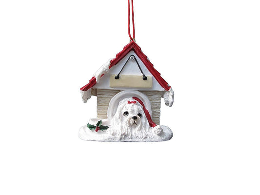 Maltese Doghouse Ornament Hand Painted and Easily Personalized