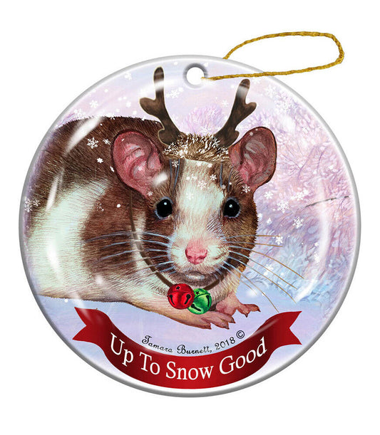Holiday Pet Gifts Rat Brown and White Porcelain Christmas Ornament