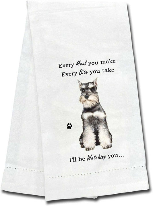 E&S Pets 711-105 Schnauzer, Uncropped Dog Kitchen Towel, Off-white