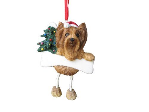 Yorkshire Terrier Dangling/Wobbly Leg Christmas Ornament