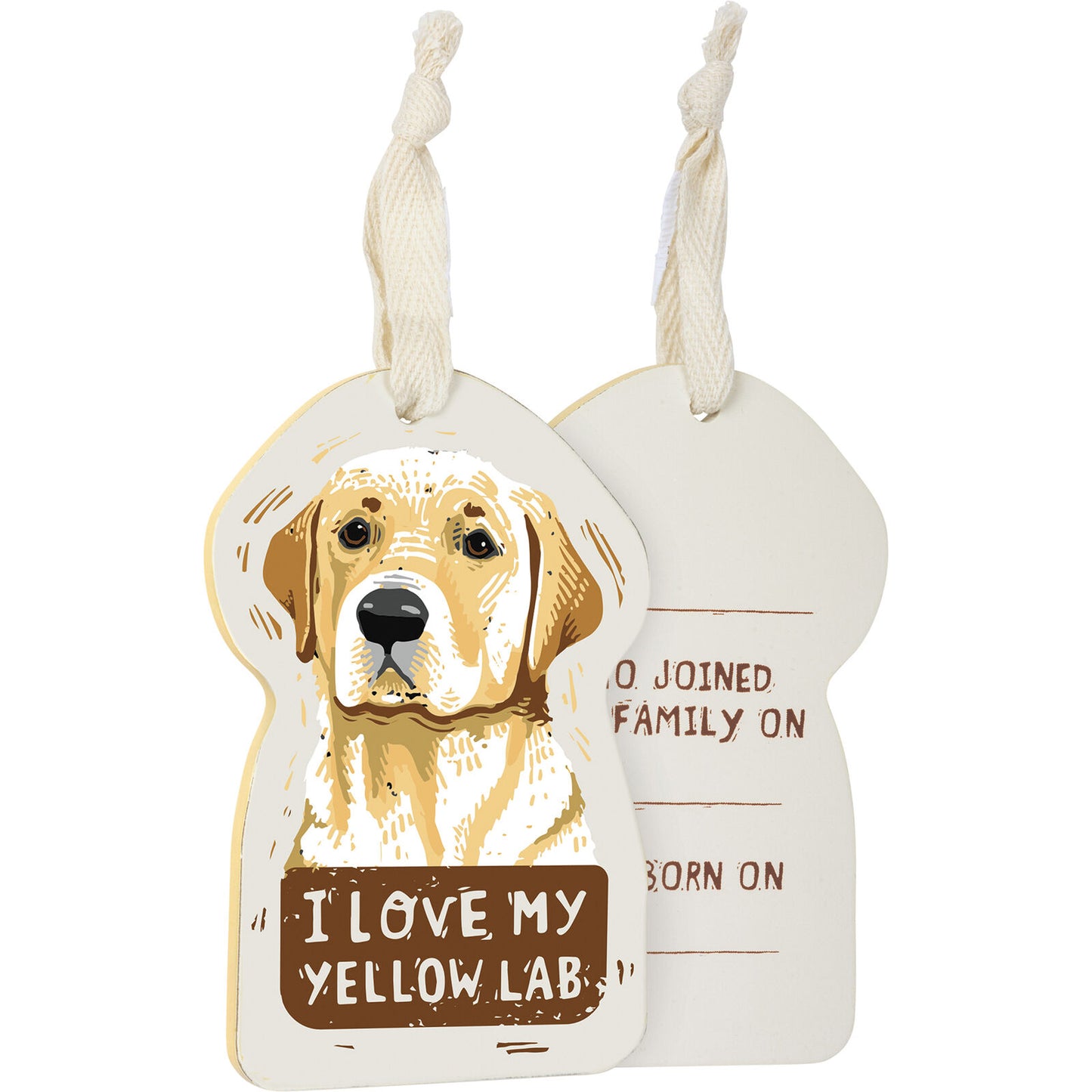 Primitives by Kathy Wooden Hanging Ornament, 2-Sided - I Love My Yellow Lab