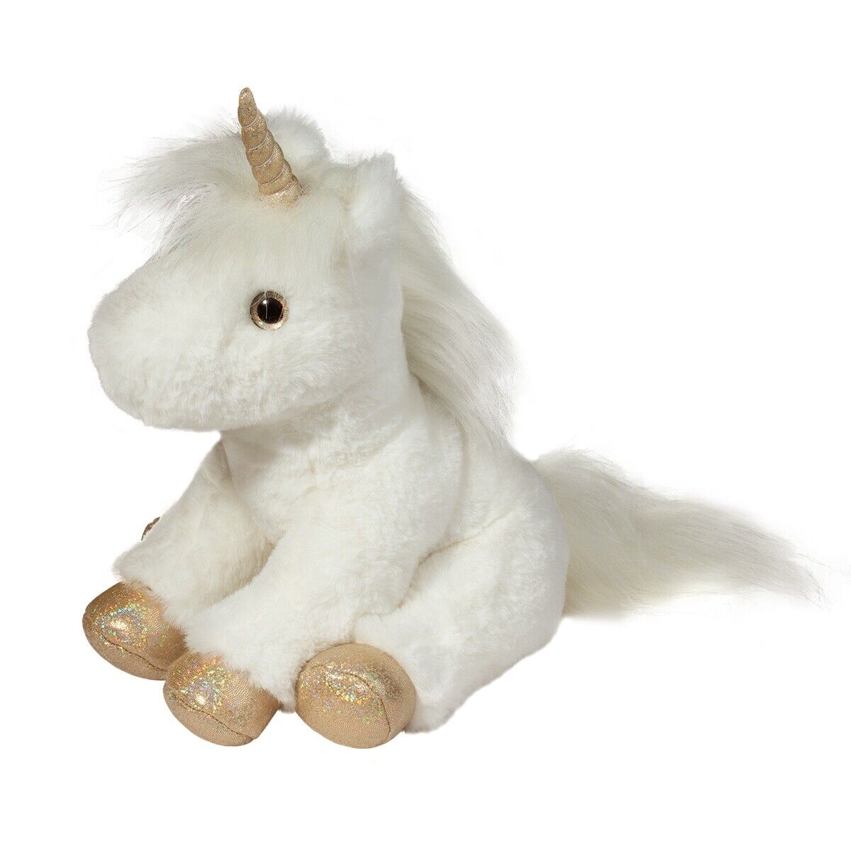 Douglas Cuddle Toys Elodie Soft White Unicorn Softie Plush Stuffed Animal, 9"