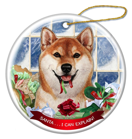 Shiba Inu Dog Porcelain Hanging Ornament Pet Gift 'Santa.. I Can Explain!'