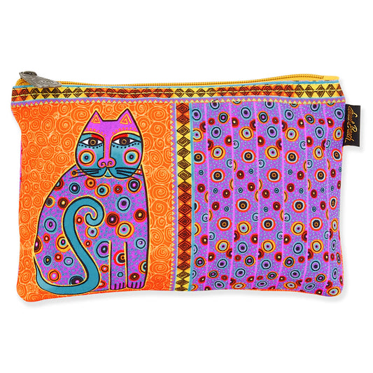 Laurel Burch Classic Felines Cosmetic Bag (orange/purple dots D) Fuschia Cat
