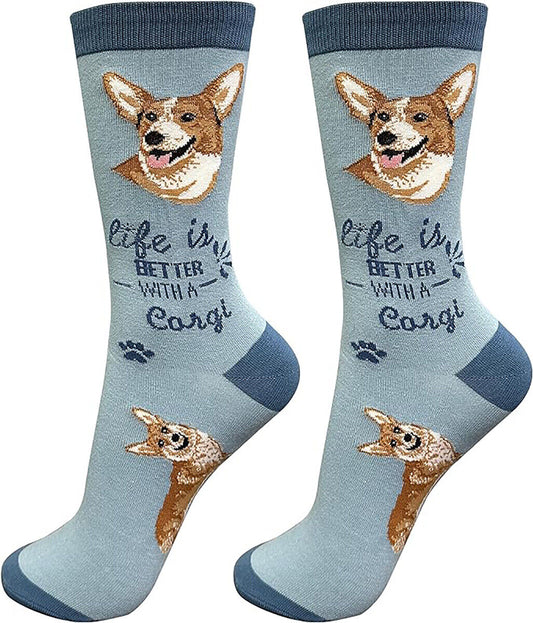 E&S Pets Pet Lover Socks, Life is Better with a Corgi, One size fits most