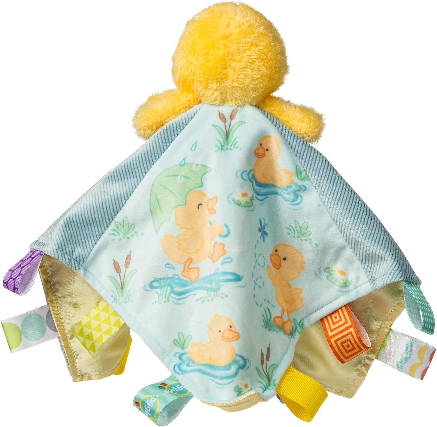 Taggies Stuffed Animal Plush Character Blanket, 13 x 13-In, Yellow Dunkin Duck