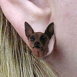 Conversation Concepts Miniature Pinscher Red and Brown Post Earrings