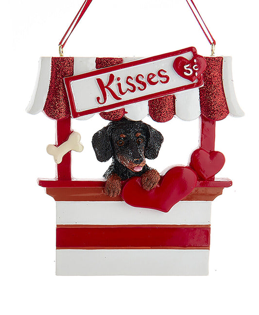 Kurt Adler Black Dachshund Dog Kissing Booth Christmas Tree Ornament - 4" Resin