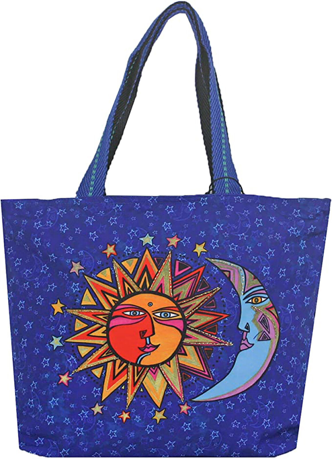 Laurel Burch Spirit Celestial Sun Moon and Stars Bag Shoulder Tote, 20x15x5.5"
