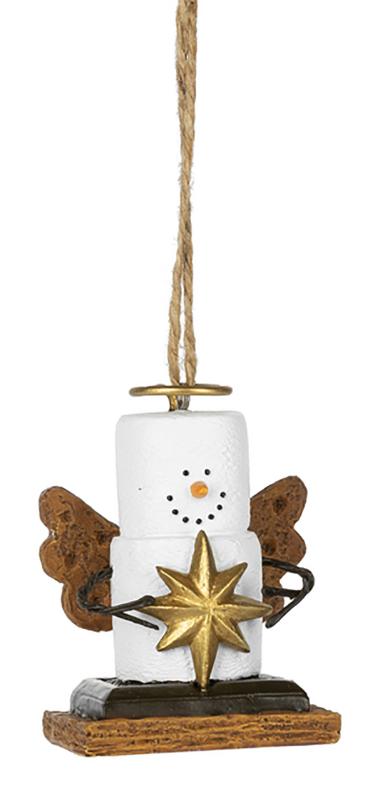 Ganz S'mores Angel with Star Hanging Ornament, Polyresin, 2.75 Inches Height