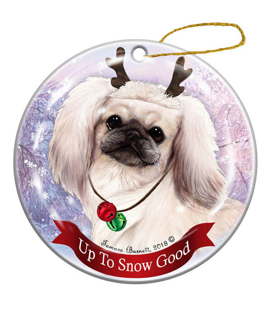 Holiday Pet Gifts Orange Sable Pekingese Dog Porcelain Christmas Ornament