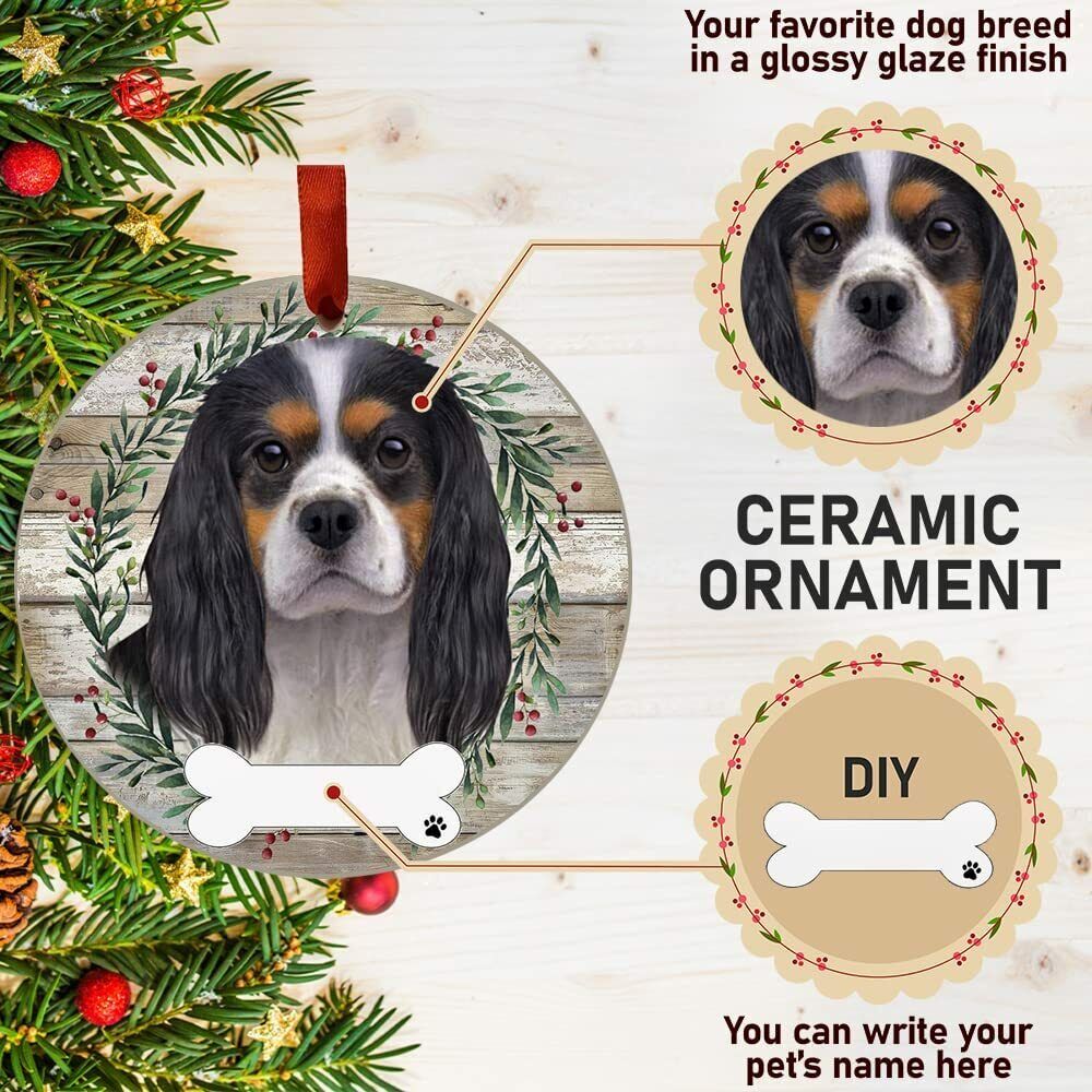 Cavalier King Charles - E&S Pets - DIY Personalizable, Ceramic Round Ornament