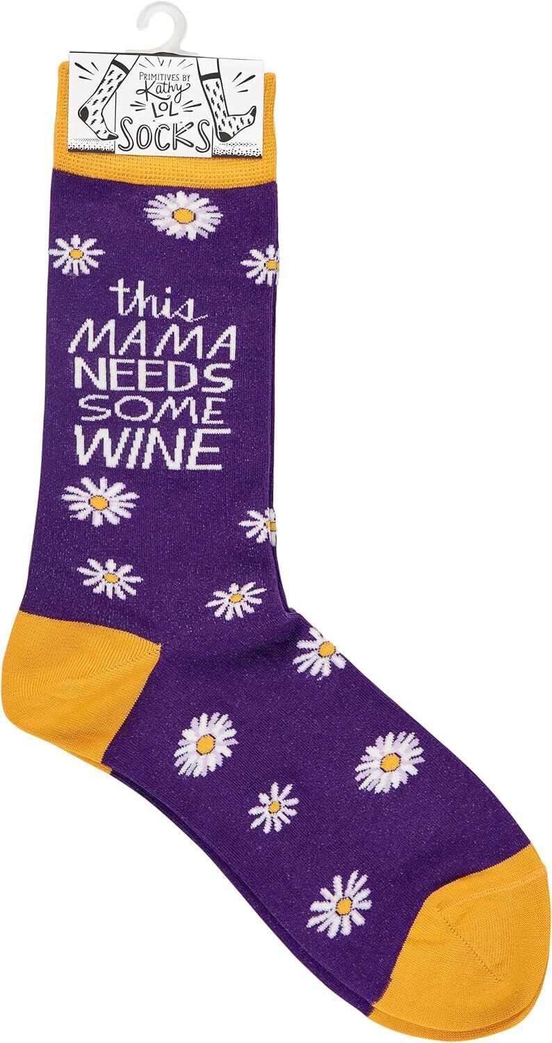 Primitives by Kathy Socks - This Mama Needs Wine, One Size, Unisex