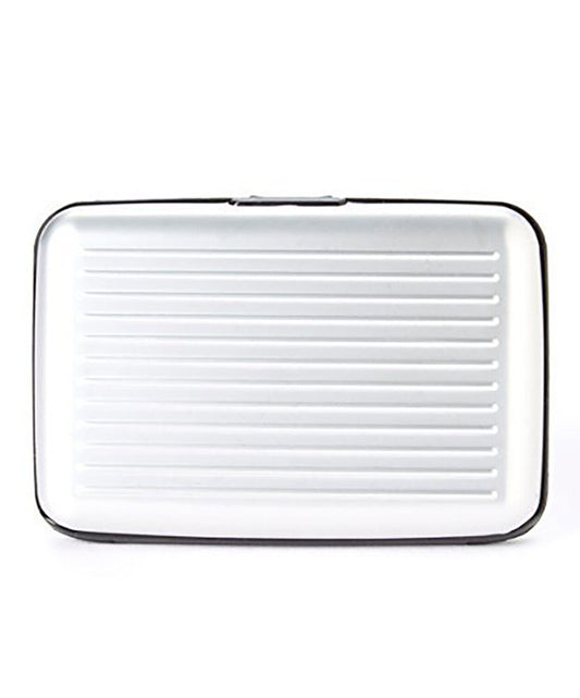 Stylish Metallic Brushed Silver Armored Credit Card RFID Block Wallet