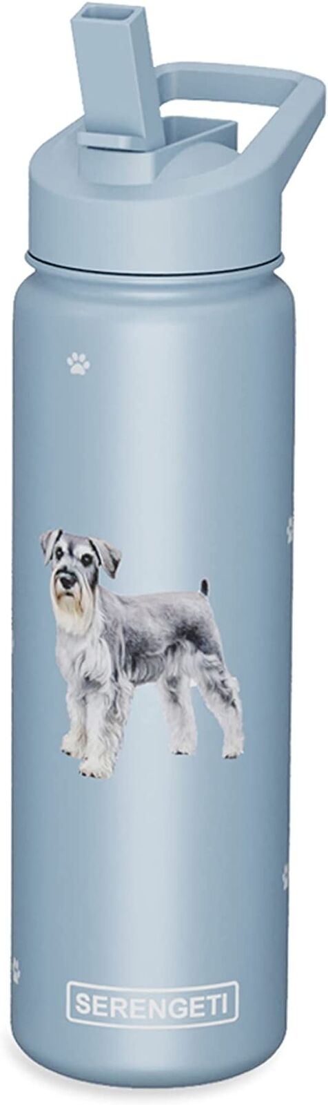 E&S Pets Stainless Steel Water Bottle 24 Oz, Spill Proof (Schnauzer)