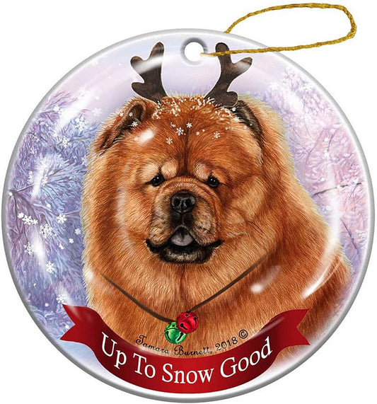 Holiday Pet Gifts Chow Chow Red Dog Porcelain Christmas Ornament