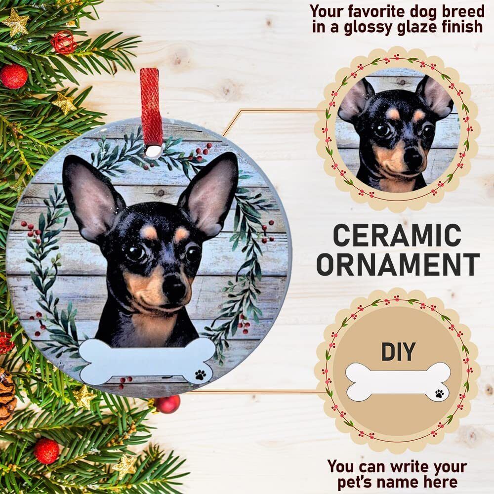 Black/Tan Chihuahua Ornament - E&S Pets, DIY Personalizable, Ceramic Ornament