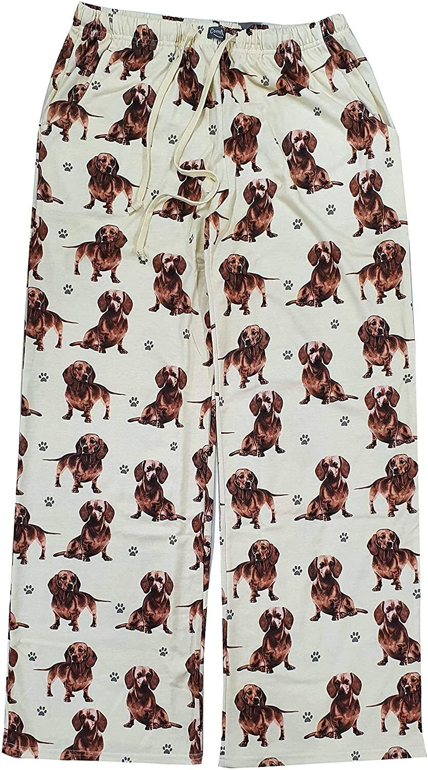 Dachshund Unisex Lightweight Cotton Blend Pajama Bottoms- X-Large