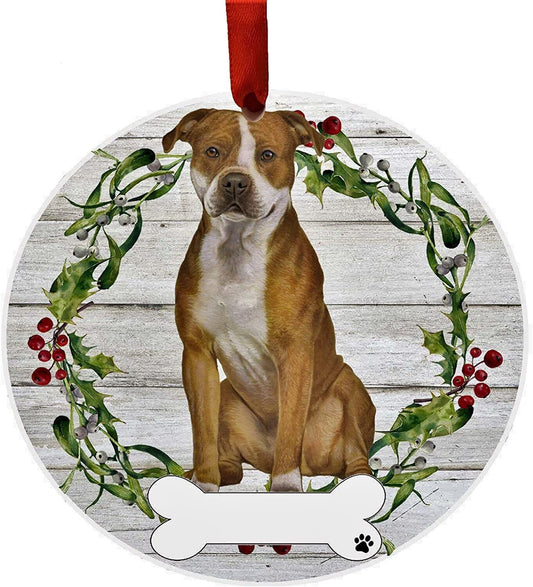 Pit Bull Ornament - E&S Pets, DIY Personalizable, Ceramic Round Ornament