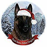 Holiday Pet Gifts Belgian Malinois Deep Mahogany Santa Hat Porcelain Ornament