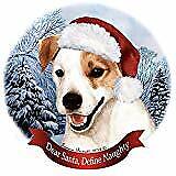 Holiday Pet Gifts Jack Russell Terrier Tan/White Santa Hat Porcelain Ornament