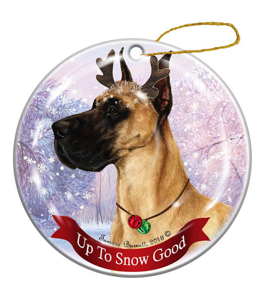 Holiday Pet Gifts Fawn Great Dane Cropped Dog Porcelain Christmas Ornament