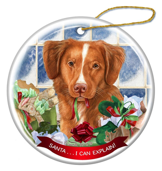 Nova Scotia Duck Trolling Retriever Porcelain Ornament 'Santa.. I Can Explain!