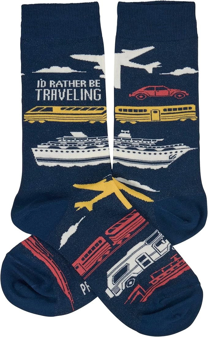 Primitives by Kathy - I'd Rather Be Traveling Unisex Socks, One Size