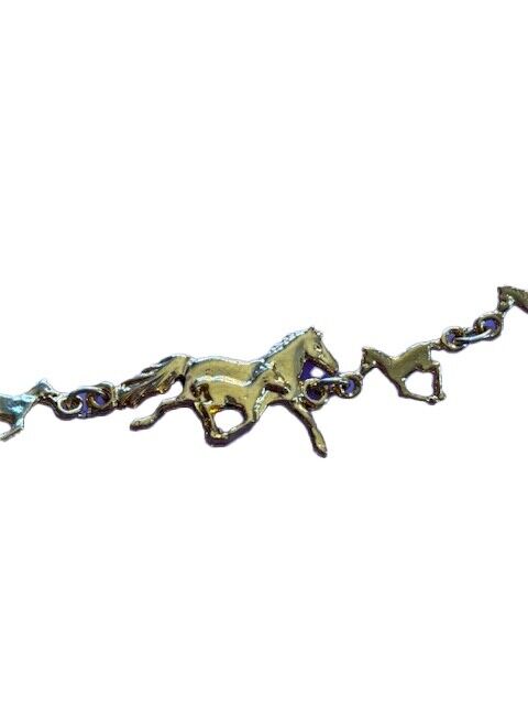 Finishing Touch Gold Clasp Bracelet With Running Horse and Foals, 7"