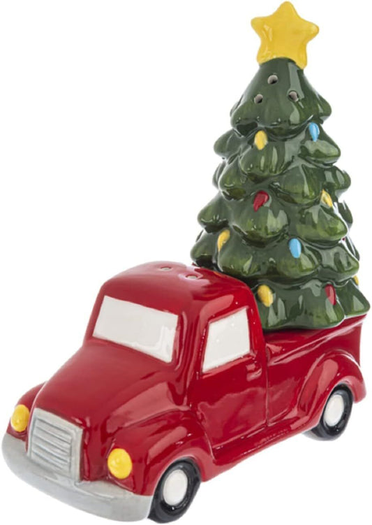 Ganz MX185355 Red Truck with Tree Salt and Pepper Shaker Set, 5-inch Height