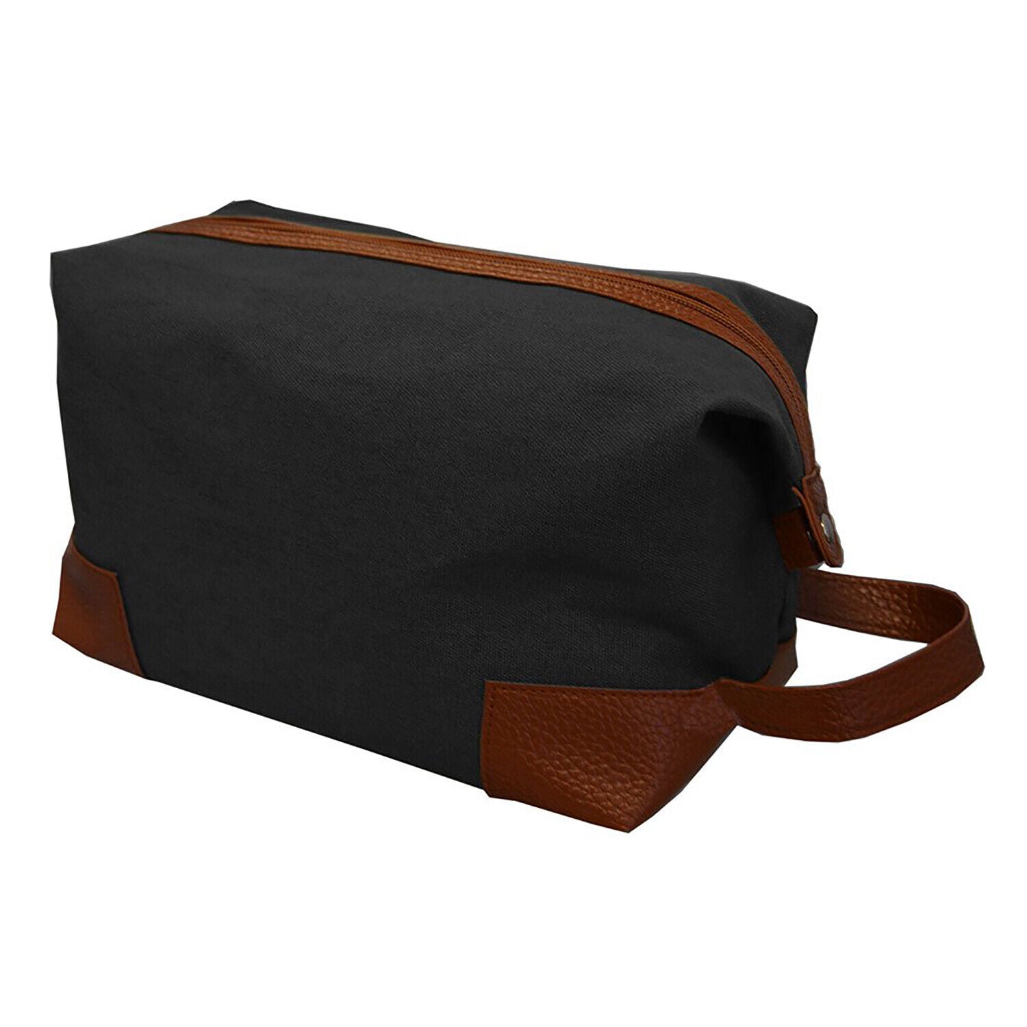 Mainstreet Collection Mens Canvas Dopp Kit Toiletry Bag, with Zipper (Black)