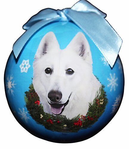 German Shepherd, White Christmas Ornament Shatter Proof Ball Easy To Personalize