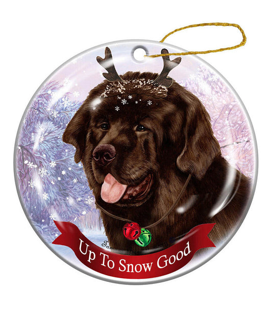 Holiday Pet Gifts Chocolate Newfoundland Dog Porcelain Christmas Ornament