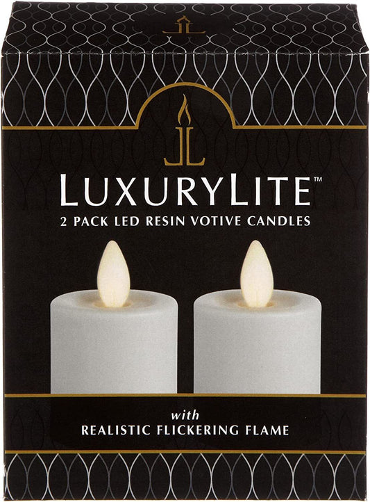 Ganz Water-Resistant, Remote Ready White 2 x 2 Resin LED Votive Candles, Set of