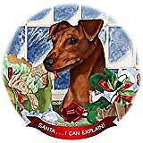 Min Pin Red Uncropped Dog Porcelain Ornament Pet Gift 'Santa. I Can Explain!'