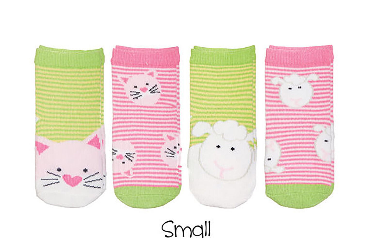 FlapJackKids Sock Safari Kitten and Lamb Baby Socks 8 Socks Size 0-12 Mo
