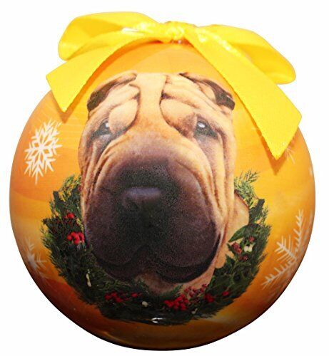 "Sharpei Christmas Ornament" Shatter Proof Ball Easy To Personalize