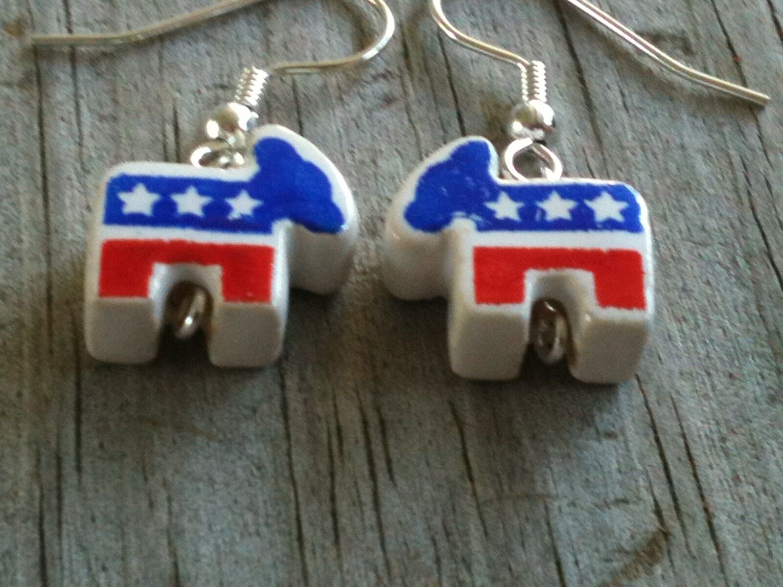 Porcelain Ceramic Democratic Donkey Election Earrings