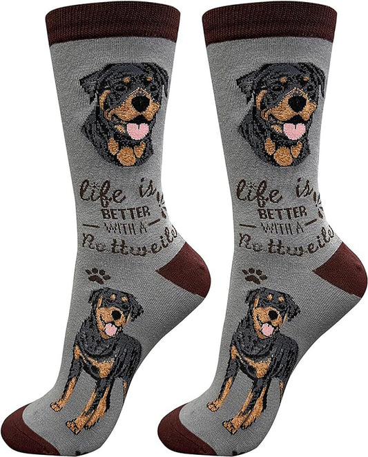E&S Pets Pet Lover Socks, Life is Better with a Rottweiler, One size fits most