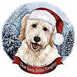 Holiday Pet Gifts Goldendoodle White Dog Santa Hat Porcelain Ornament