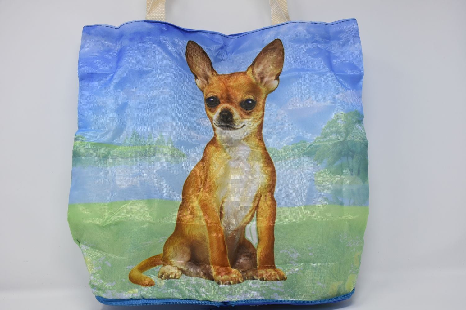 Chihuahua Foldable Tote Bag - Durable, Waterproof - Zippered Market Tote