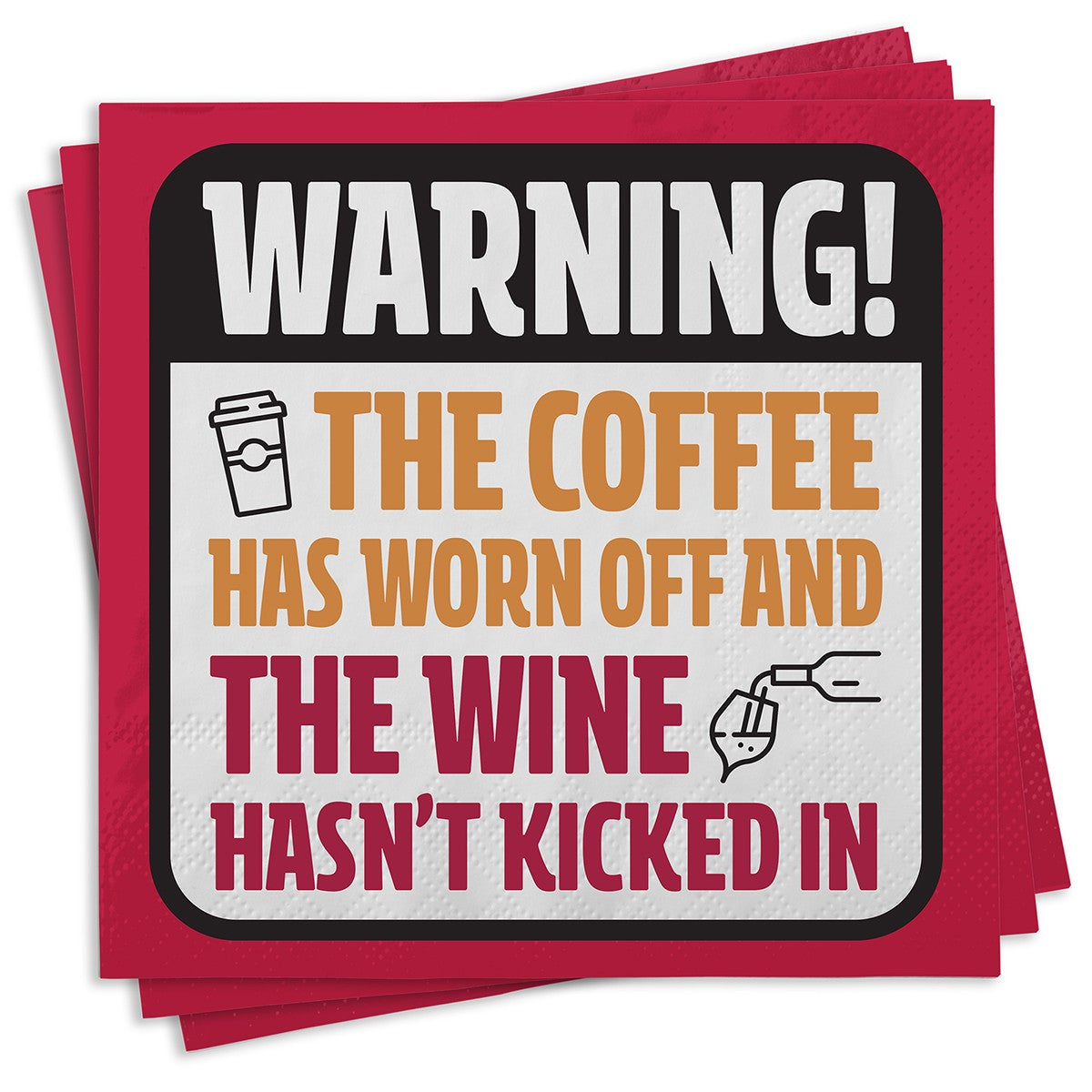 Chris's Stuff Cocktail Wine Paper Napkins, Set of 25, WARNING! Coffee & Wine