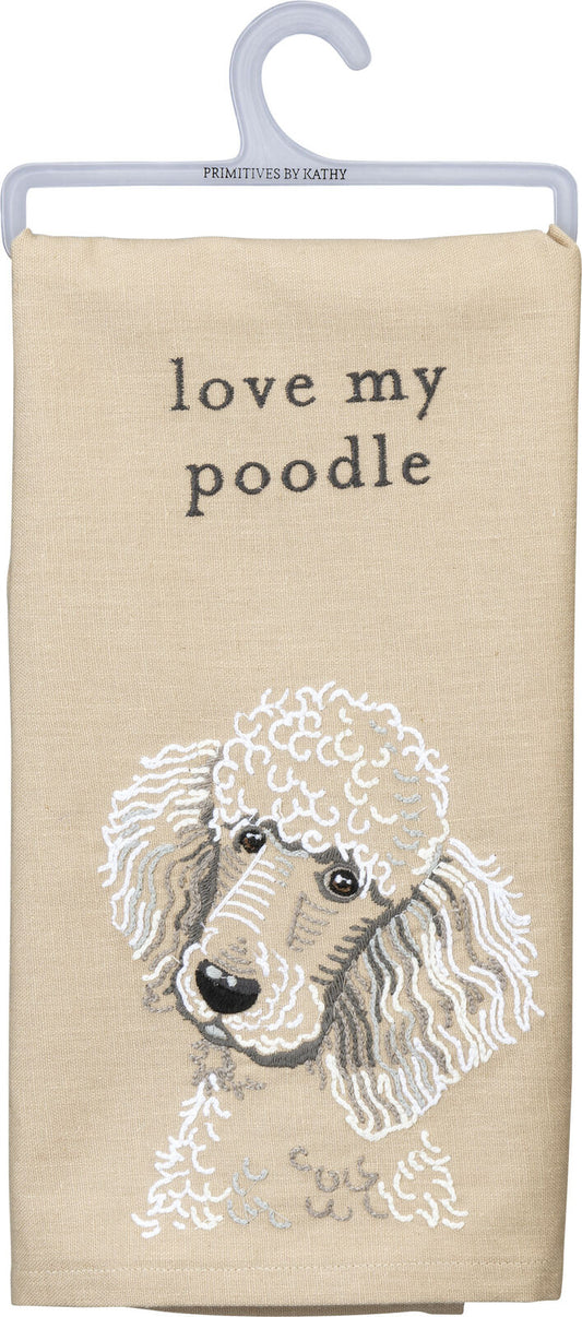 Primitives by Kathy Love My Poodle Dish Towel, 26"