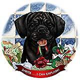 Puggle Black Dog Porcelain Ornament Pet Gift 'Santa. I Can Explain!'