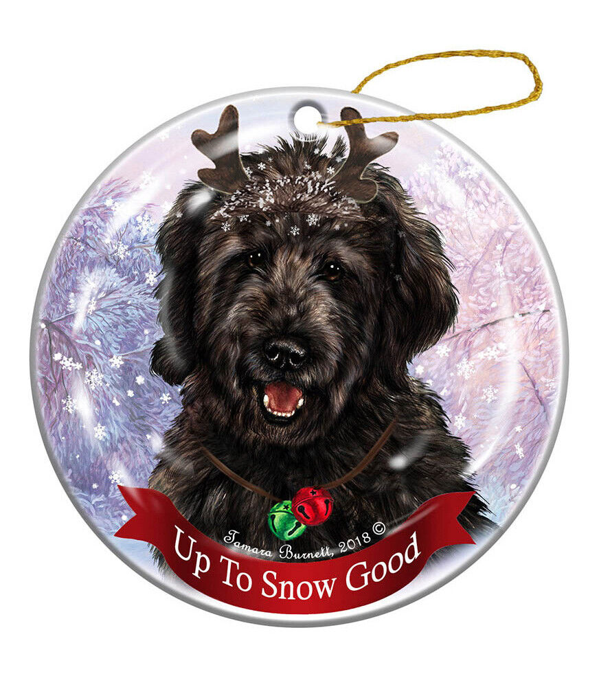 Holiday Pet Gifts Goldendoodle Black Dog Porcelain Christmas Ornament