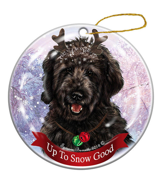 Holiday Pet Gifts Goldendoodle Black Dog Porcelain Christmas Ornament