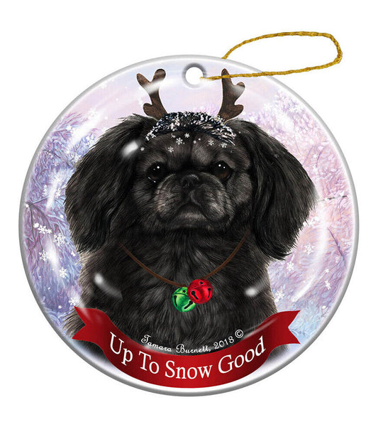 Holiday Pet Gifts Pekingese Black Dog Porcelain Christmas Ornament